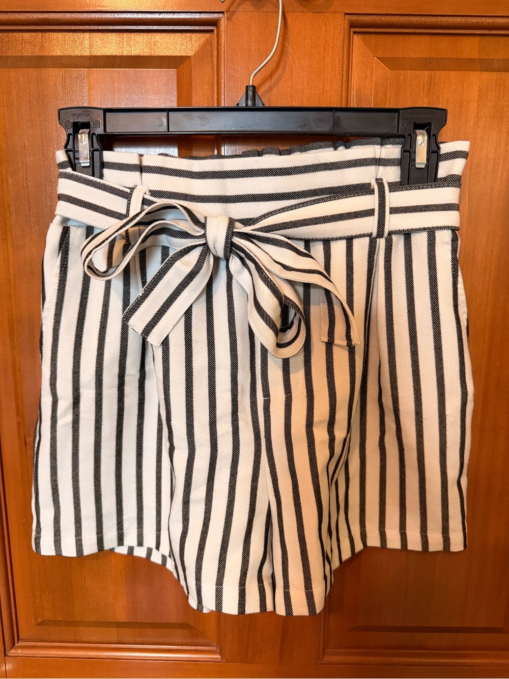 Forever 21 Black & White Striped Paperbag Waist Shorts with Tie